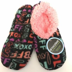 Snoozies BFF Love Pink Non-Skid Soles Slipper Sock
